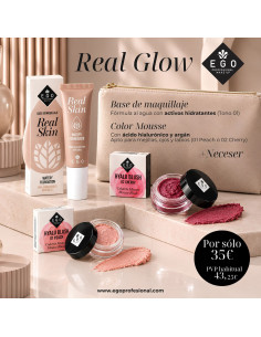 Real Glow Set base de maquillaje tratante y mousse colorete con ácido hialuronico