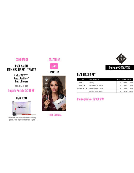 Pack Labiales Velvety EGO Profesional - Promoción Salones